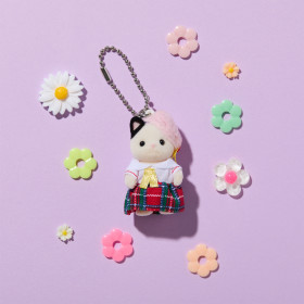 School Girl Tuxedo Cat Baby Key Chain, , small image number 1