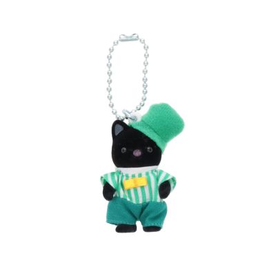 Emerald Green Tuxedo Cat Baby Key Chain