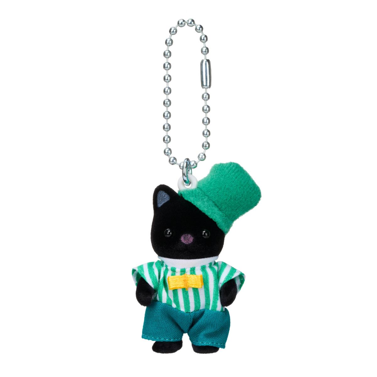 Emerald Green Tuxedo Cat Baby Key Chain, , large image 0
