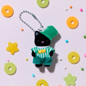 Emerald Green Tuxedo Cat Baby Key Chain, , small image number 1