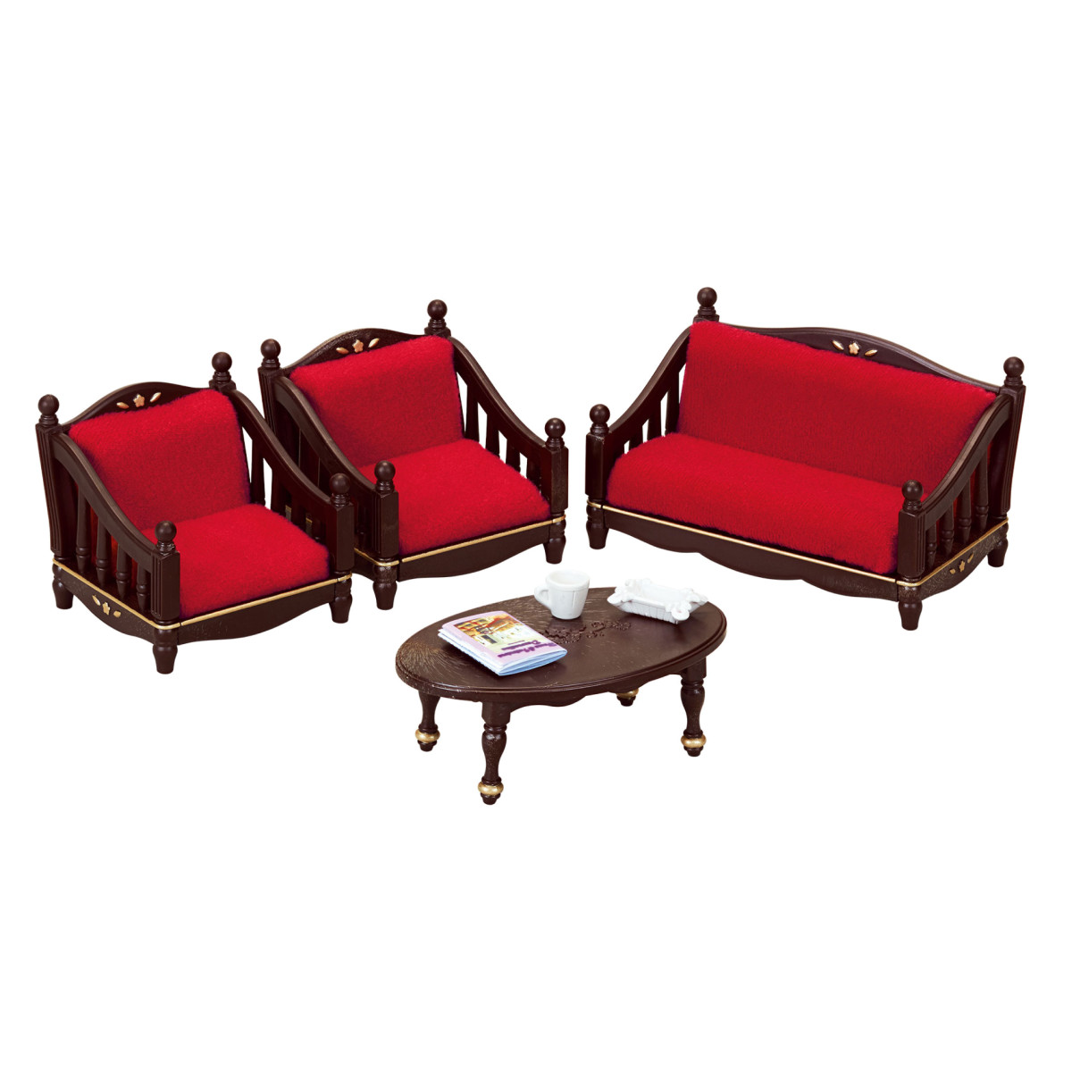 Classic Brown Sofa Set, , large image 0