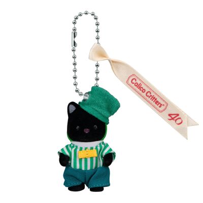 Emerald Green Tuxedo Cat Baby Keychain