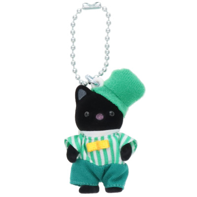 Emerald Green Tuxedo Cat Baby Key Chain